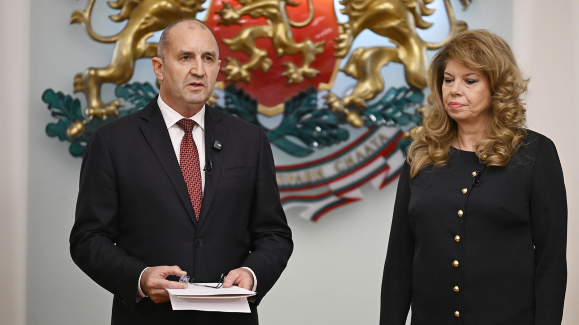 Premier-designate Rumen Radev (L) and President Iliana Iotova (R)