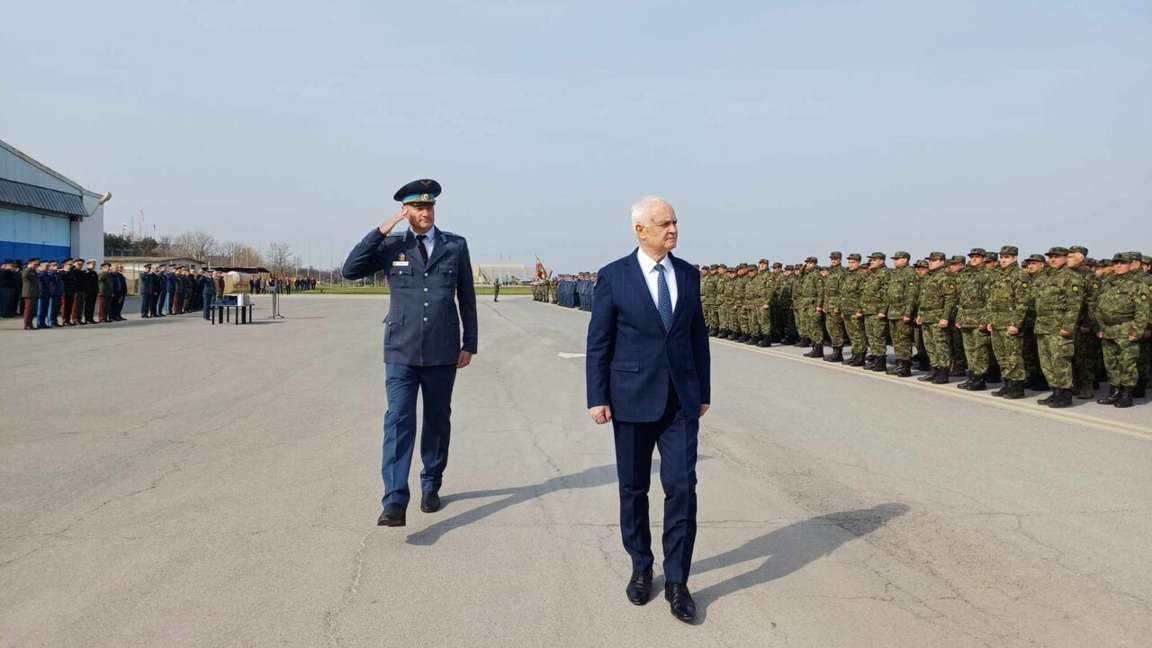Bulgaria’s acting Defence Minister Atanas Zapryanov at a ceremony to mark the 75th anniversary of the 3rd Fighter Air Base at Graf Ignatievo.