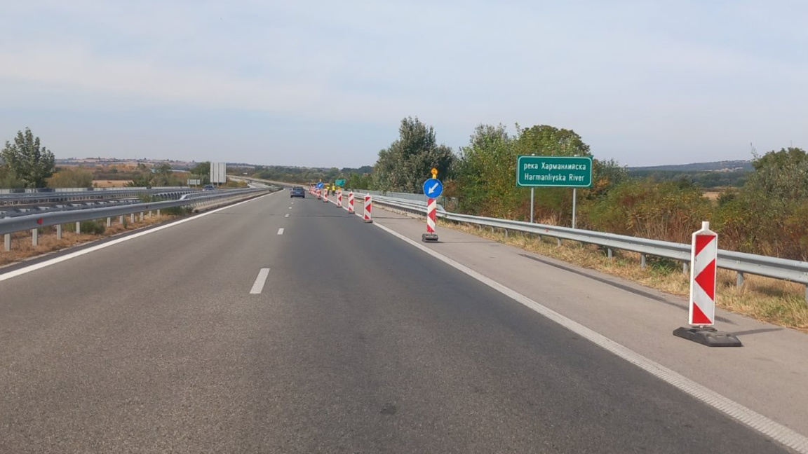 Временна организация на движението по автомагистрала "Марица" край Харманли