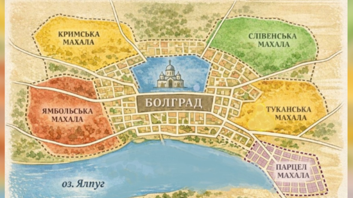 Карта онагледява историческите махали в Болград