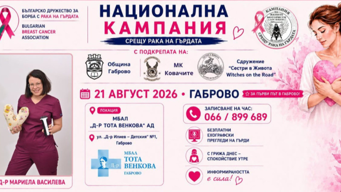 Габрово е част от кампанията за профилактика на рака на гърдата