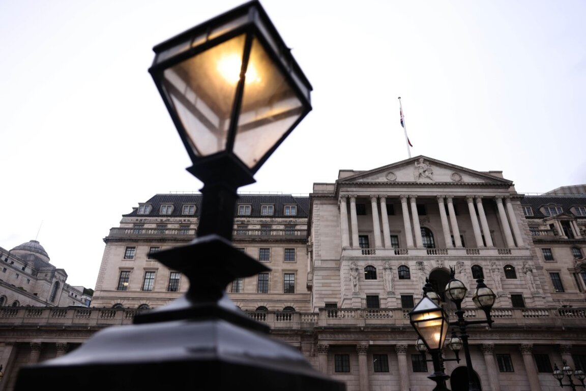 Фасадата на Bank of England в Лондон.
