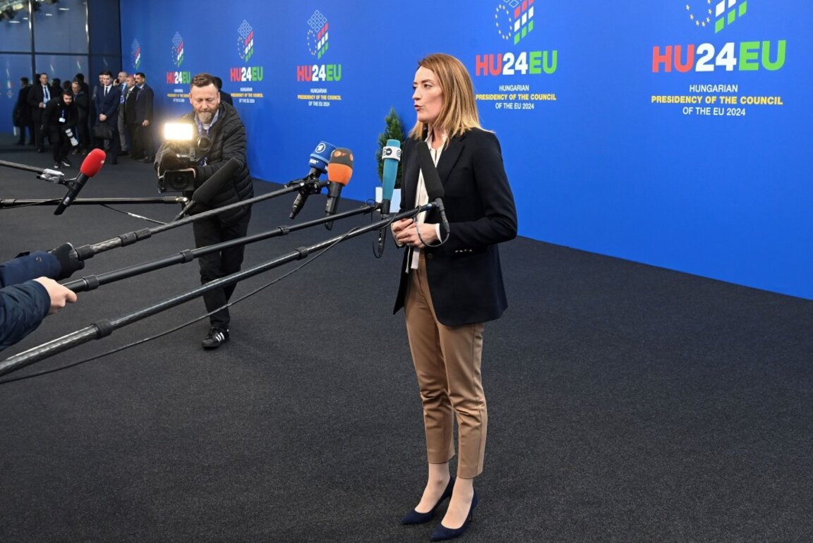 Председателката на Европейския парламент Роберта Мецола - Будапеща, 8 ноември 2024