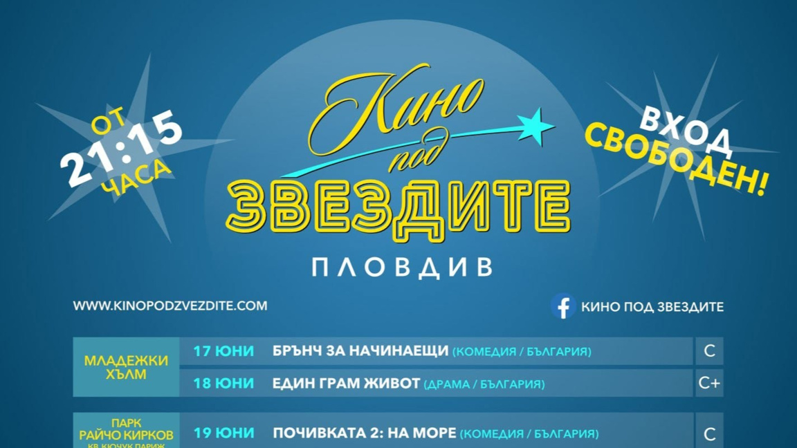 "Кино под звездите" се завръща в Пловдив с 15 безплатни прожекции
