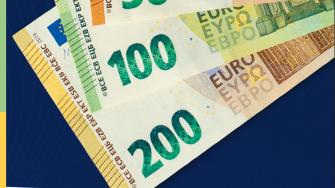 Colaj cu bancnote euro ale Băncii Centrale Europene