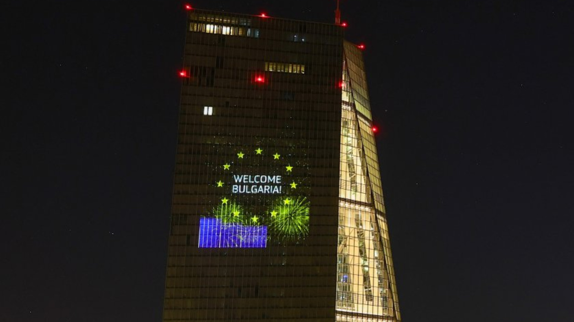 „Bine ai venit, Bulgaria” s-a aprins pe clădirea BCE din Frankfurt