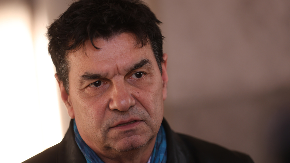 Вицепрезидентът на КТ "Подкрепа" Йоанис Партениотис дава брифинг пред Министерския съвет.