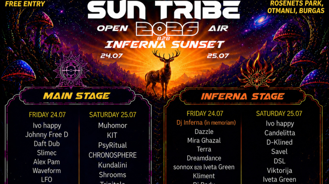 SUN TRIBE OPEN AIR събира почитатели на електронната музика в парк "Росенец"