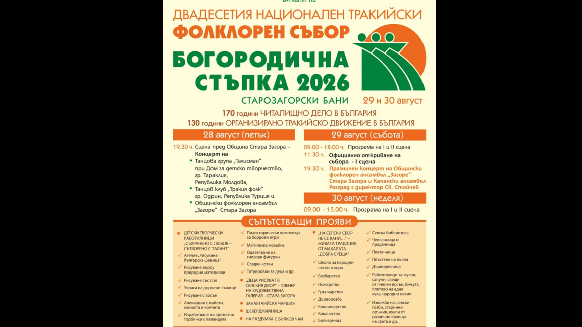 Програмата на Националния тракийски фолклорен събор "Богородична стъпка"