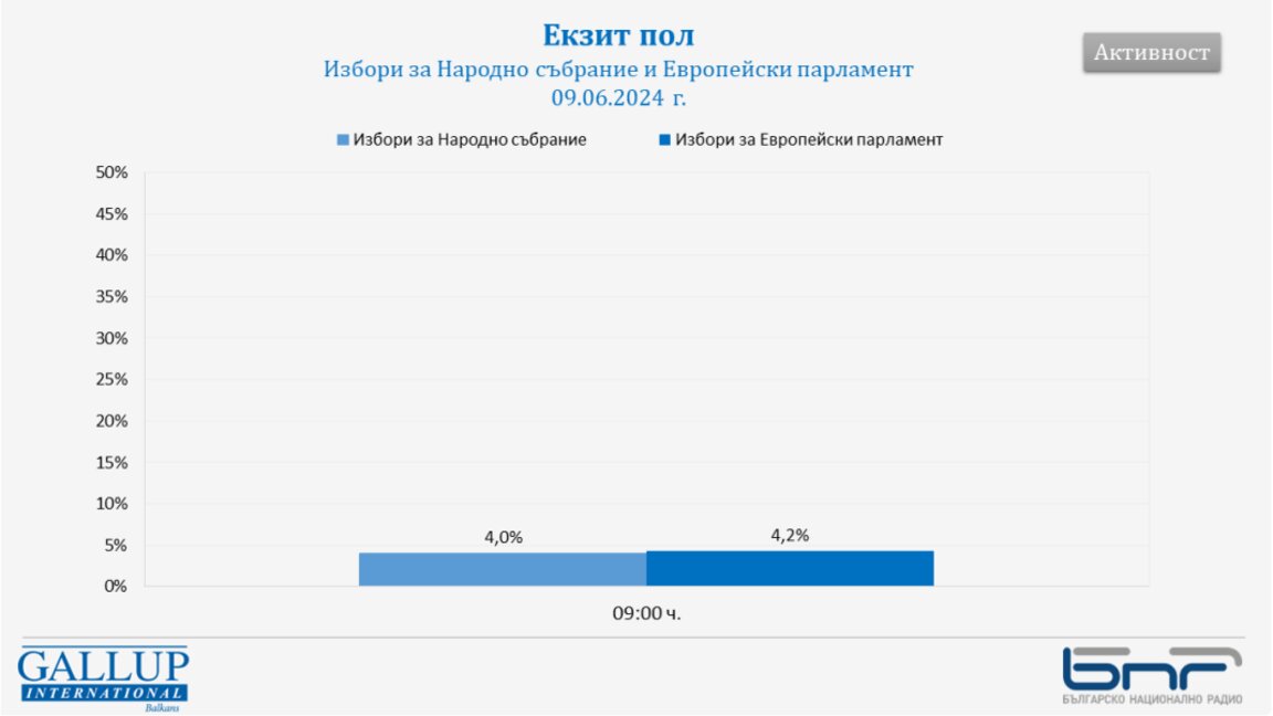 "Галъп": 4% е избирателната активност към 9.00 часа