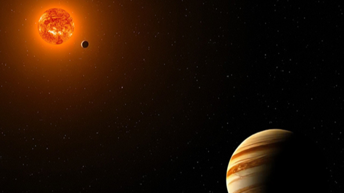 Художествена илюстрация на мултипланетната система GJ 1137.