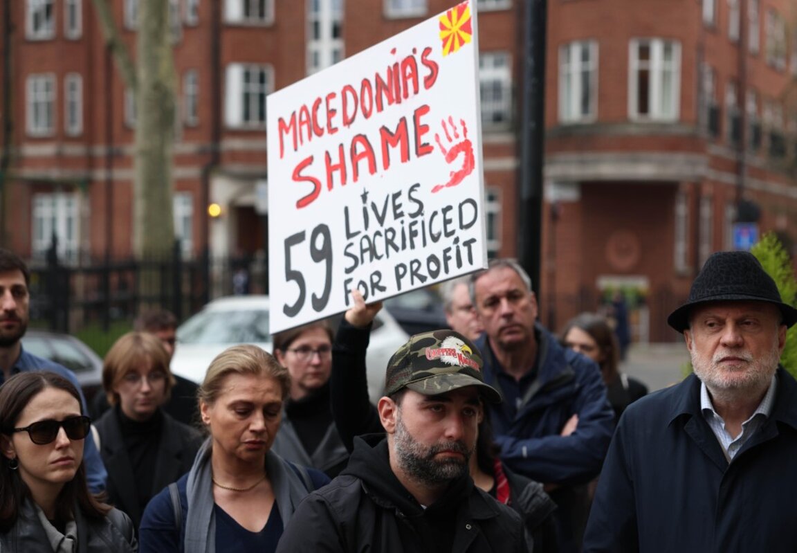 Протест пред посолството на РСМ в Лондон, 23 март 2025 г.