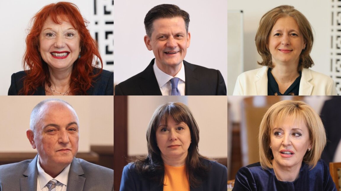 Отлаво надясно: Мария Матева, Димитър Маргаритов, Джема Грозданова, Антон Станков, Велислава Делчева, Мая Манолова