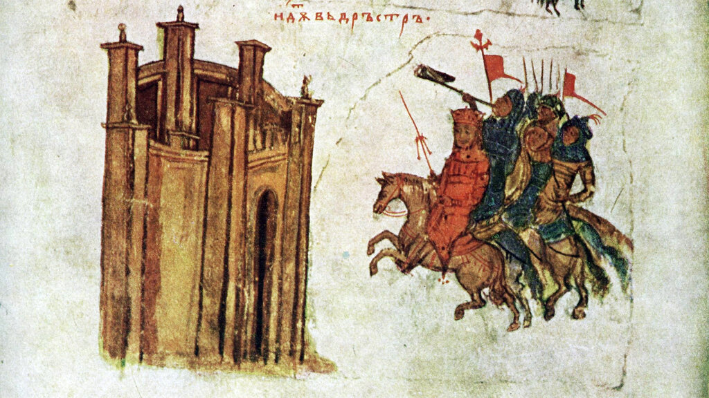 Emperor John I Tzimiskes’ campaign against Drastar – a 14th-century miniature from the Manasses Chronicle.